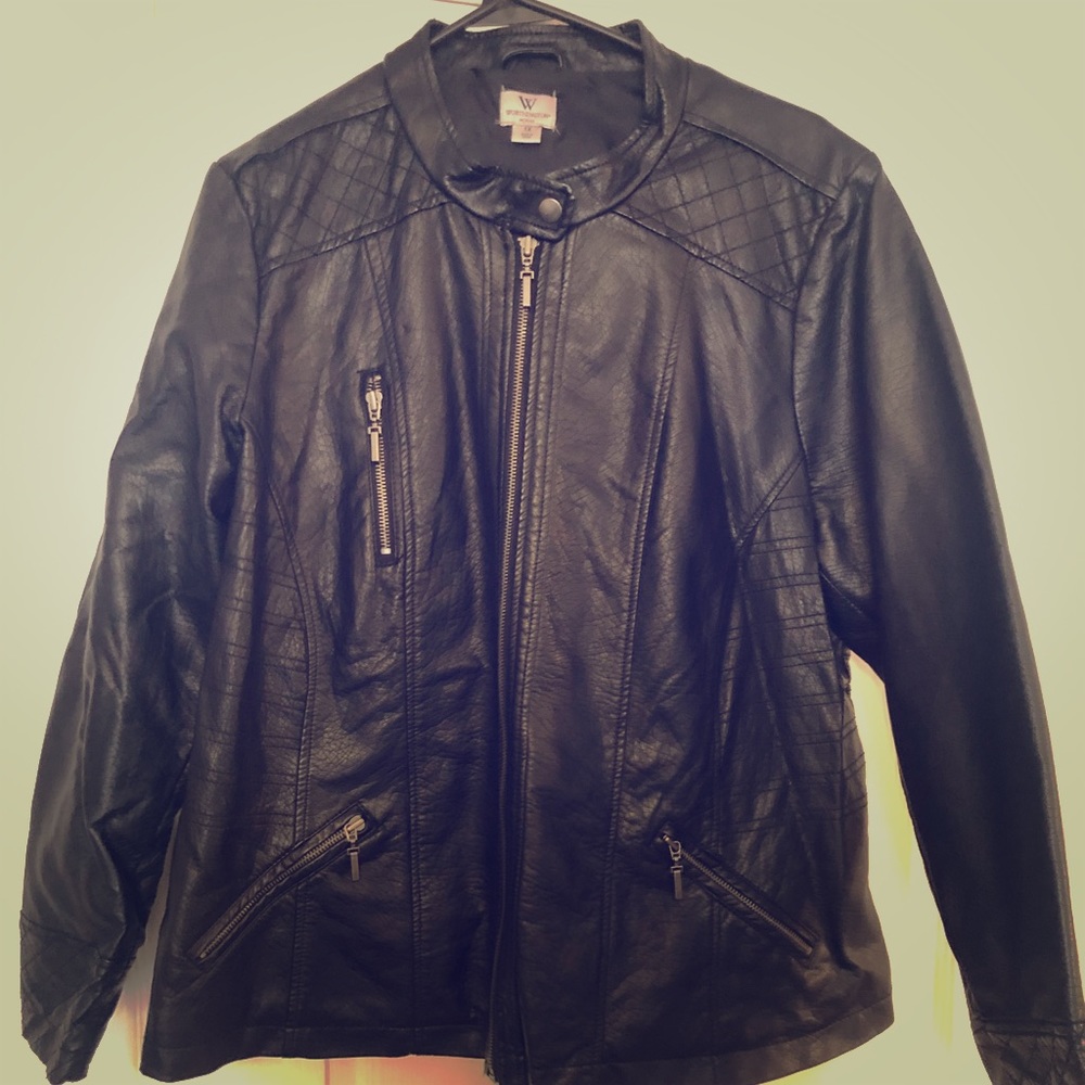 Ladies faux leather moto jacket